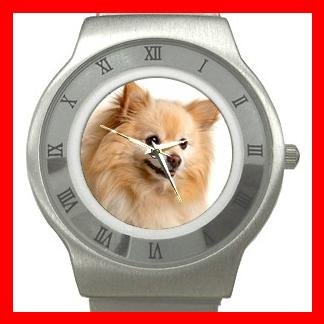Pomeranian Puppy Dog Pet Stainless Steel Wrist Watch Unisex 160