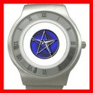 Blue WICCA PENTACLE Stainless Steel Wrist Watch Unisex 178