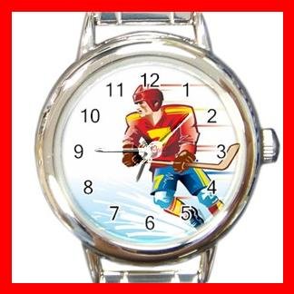 Ice Hockey Sports Game Hobby Round Italian Charm Wrist Watch 563