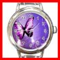 Purple Butterfly Light Fly Round Italian Charm Wrist Watch 568