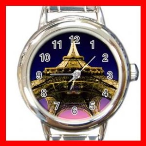 Eiffel Tower Paris France Round Italian Charm Wrist Watch 593