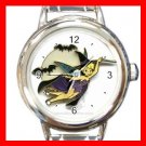 Tinkerbell Flying Halloween Witch Round Italian Charm Wrist Watch 594