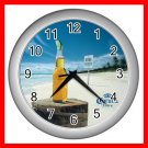 SUMMER CORONA BEACH SCENE Wall/Decor Clock-Silver 002
