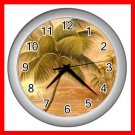 Palm Tree Palmae Tropical Plants Wall/Decor Clock-Silver 005