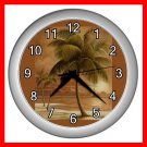 Palm Tree Palmae Tropical Plants Wall/Decor Clock-Silver 006