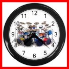 DRUM SET PERCUSSION MUSIC FUN Wall/Decor Clock-Black 008