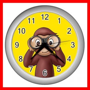 Curious George Monkey Kids Wall Clock-Sliver 015
