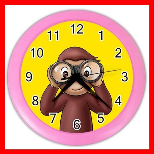 Curious George Monkey Kids Wall Clock-Pink 016