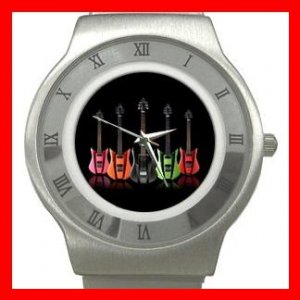 Colorful Neon Guitars Music Fun Stainless Steel Wrist Watch Unisex 184
