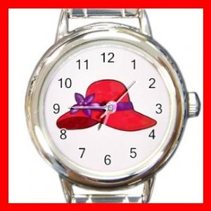 RED HAT SOCIETY LADIES Fun Italian Charm Wrist Watch 619