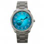 Blue Neon Guitar Music Fun Silvertone Sports Metal Watch 001