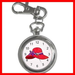 RED HAT SOCIETY LADIES Fun Silvertone Key Chain Watch 002
