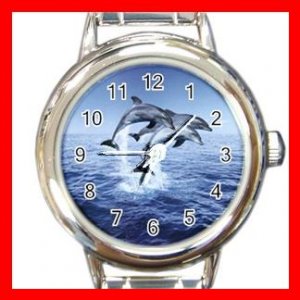DOLPHINS LEAPING SEA Italian Charm Wrist Watch 634