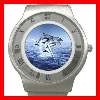 DOLPHINS LEAPING SEA Stainless Steel Wrist Watch Unisex 193