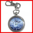 DOLPHINS LEAPING SEA Silvertone Key Chain Watch 005