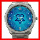 Blue Heartagram HIM Silvertone Sports Metal Watch 015