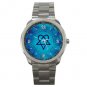 Blue Heartagram HIM Silvertone Sports Metal Watch 015