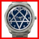 Blue Heartagram Hobby Silvertone Sports Metal Watch 021