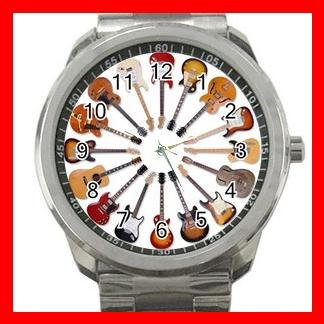 Guitar Circle Music Fun Silvertone Sports Metal Watch 024