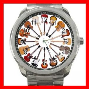 Guitar Circle Music Fun Silvertone Sports Metal Watch 024