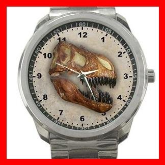 Tyrannosaurus Dinosaur Fossil Silvertone Sports Metal Watch 030