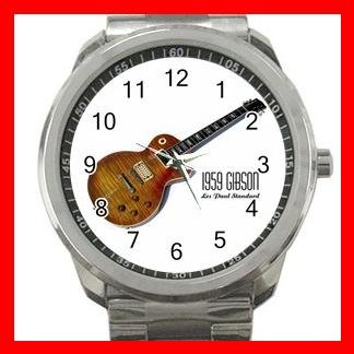 1959 GIBSON LES PAUL GUITAR MUSIC Silvertone Sports Metal Watch 031
