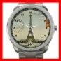 Vintage Paris Eiffel Tower Silvertone Silvertone Sports Metal Watch 041