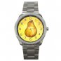 Yellow Pear Fruit Silvertone Sports Metal Watch 042