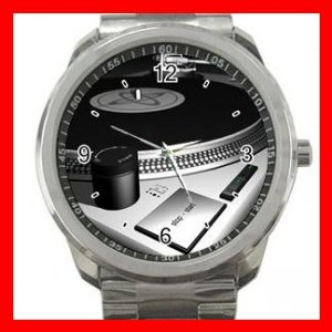 DJ Turntables Music Band Fun Silvertone Sports Metal Watch 045