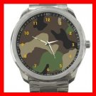 ARMY WOODLAND CAMO CAMOUFLAGE Silvertone Sports Metal Watch 052