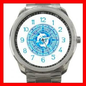Celtic Dolphins Myth Silvertone Sports Metal Watch 053