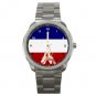 Paris Eiffel Tower French Flag Silvertone Sports Metal Watch 055