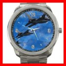 F16 F-16 Falcon Aircraft U.S. Flag Silvertone Sports Metal Watch 058