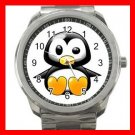 Cute Penguin Birds Silvertone Sports Metal Watch 059