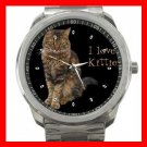 I Love Maine Coon Cat Kitten Silvertone Sports Metal Watch 061