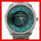 U.S Marine Corp Army Silvertone Sports Metal Watch 069