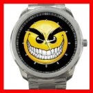 Evil Smile Smiley Face Fun Silvertone Sports Metal Watch 071