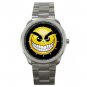 Evil Smile Smiley Face Fun Silvertone Sports Metal Watch 071