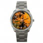 Sunset Beach Palm Tree Silvertone Sports Metal Watch 072