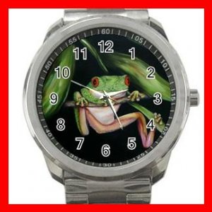 Red Eye Frog Froggy Silvertone Sports Metal Watch 076