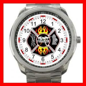 FireFighter Shield Fire Rescue Silvertone Sports Metal Watch 078