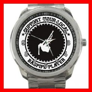 Support Bagpipe Player Music Fan Silvertone Sports Metal Watch 086