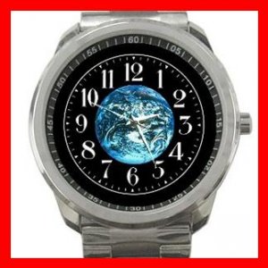Earth Planet Solar System Silvertone Sports Metal Watch 099