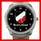 German Tricolor Shield Silvertone Sports Metal Watch 110