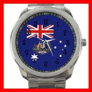 Australia Flag Nation Patriotic Silvertone Sports Metal Watch 111