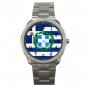 Greek Flag Greece Nation Patriotic Silvertone Sports Metal Watch 114
