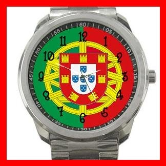 Portugal Flag Nation Patriotic Silvertone Sports Metal Watch 116