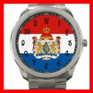 Netherlands Flag Nation Silvertone Sports Metal Watch 126