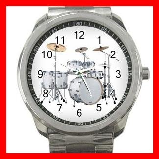 WHITE DRUMMER DRUMS MUSIC Silvertone Sports Metal Watch 137