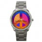 Colorful Time For Peace Sign Silvertone Sports Metal Watch 139